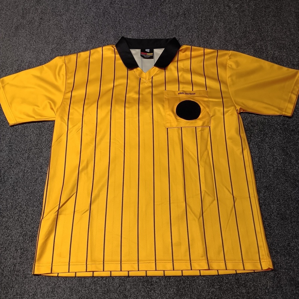 Final Decision Ref Jersey‎ Adult Large Yellow Striped Official Sports Referee